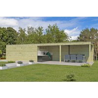26 % Discount! Gartenhaus Modell QB-Line 15,30 m² + 600 cm Anbau 64m² Unkategorisiert online kaufen