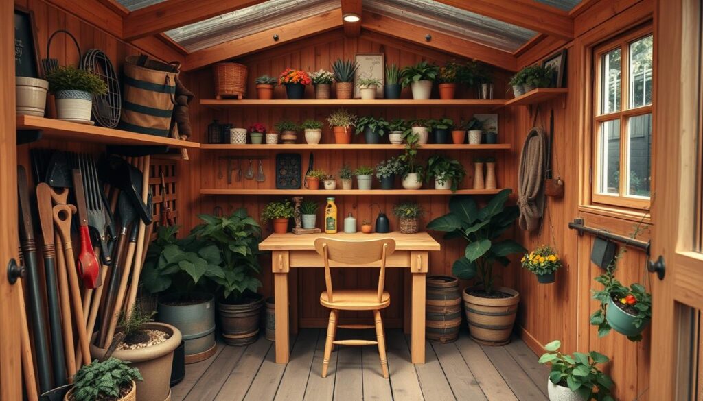 Gartenhaus einrichten Stauraum