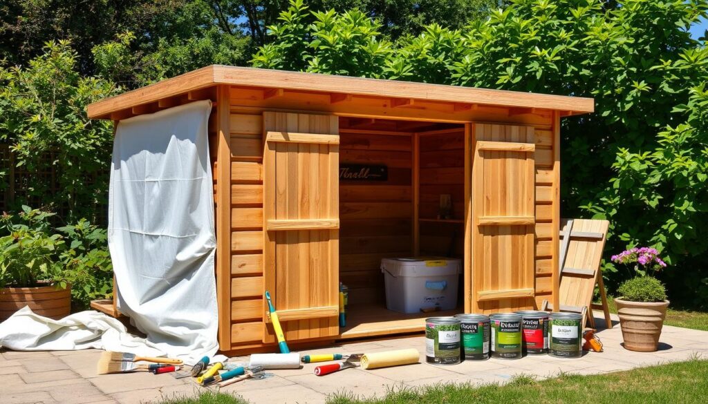 Gartenhausanstrich Vorbereitung