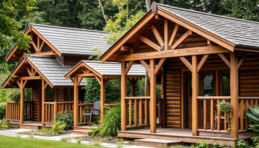 Holzgartenhäuser mit Überdachung Vordach-Varianten