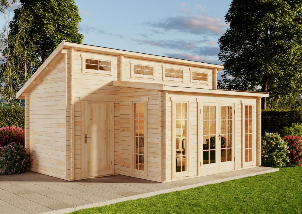 21 % Discount! Gartenhaus Lausitz ISO mit Anbau 24m²
