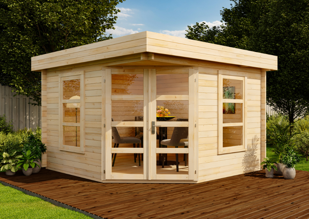 26 % Discount! Flachdach Gartenhaus Modell Oregon-40 16m²