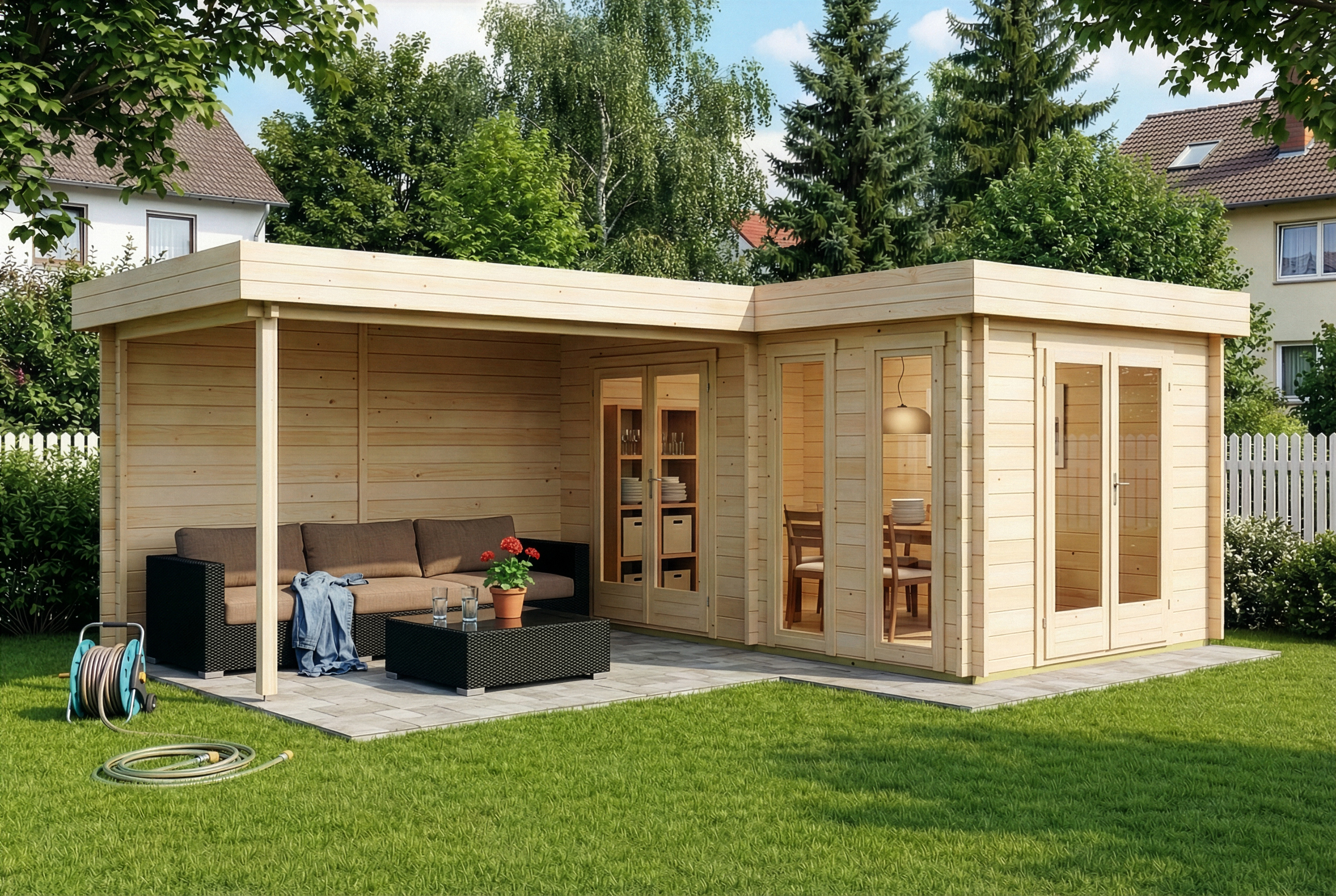 20 % Discount! Flachdach Gartenhaus Quinta 35m²