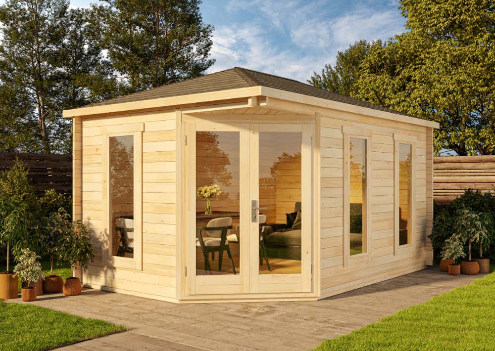 36 % Discount! 5-Eck Gartenhaus Modell Lido - 40 15m²