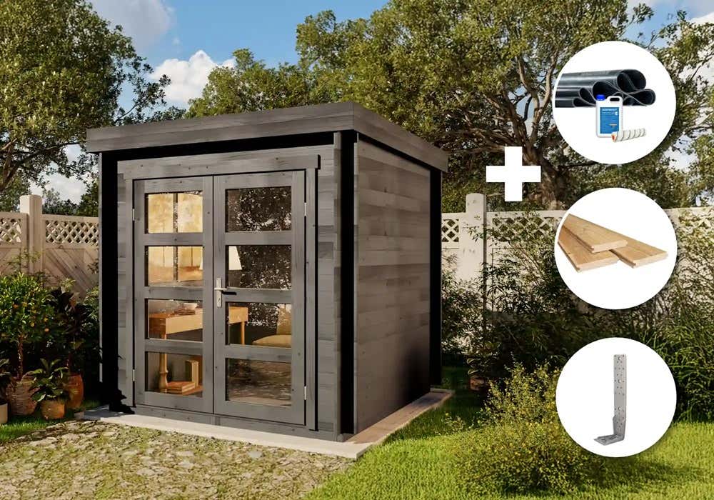 35 % Discount! ECO Set - Gartenhaus  Paloma petit - grau 4m²