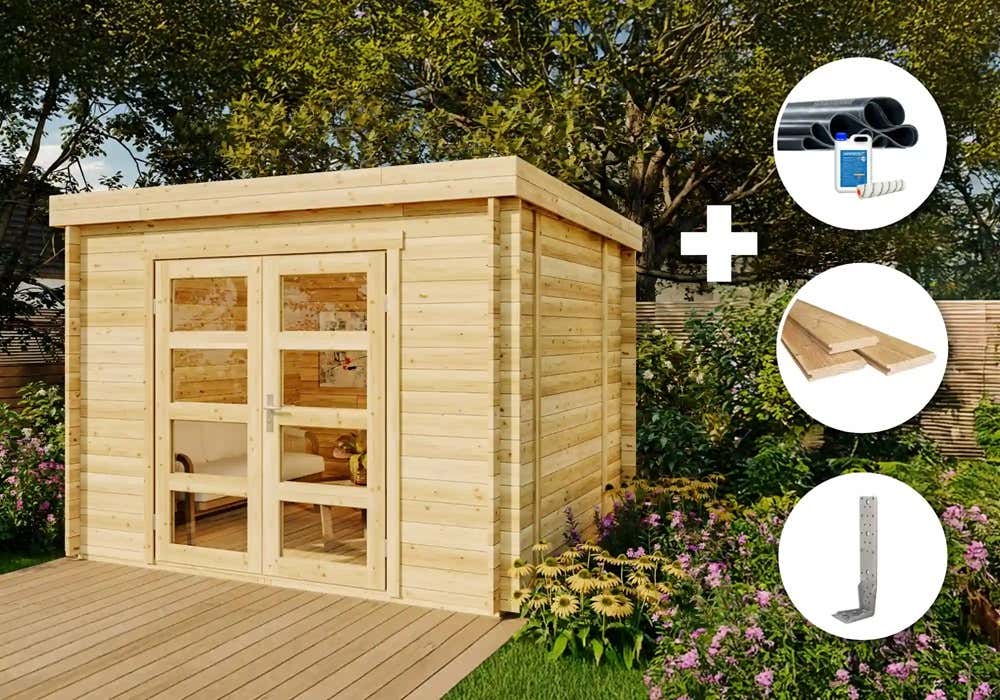 35 % Discount! ECO Set - Gartenhaus Paloma Sol 9m²