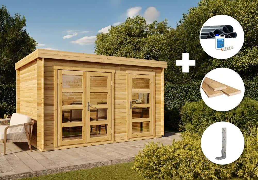 35 % Discount! ECO Set - Gartenhaus Paloma Grande 8m²
