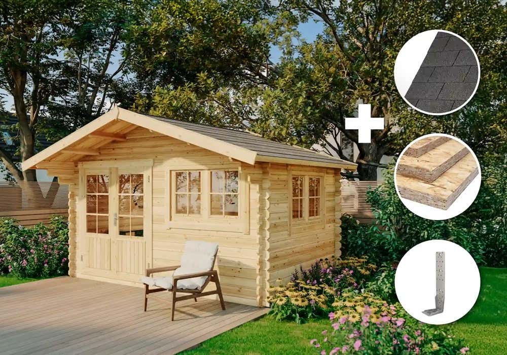 10 % Discount! ECO Set - Gartenhaus Gabriel - 34 400 x 300 cm 12m²