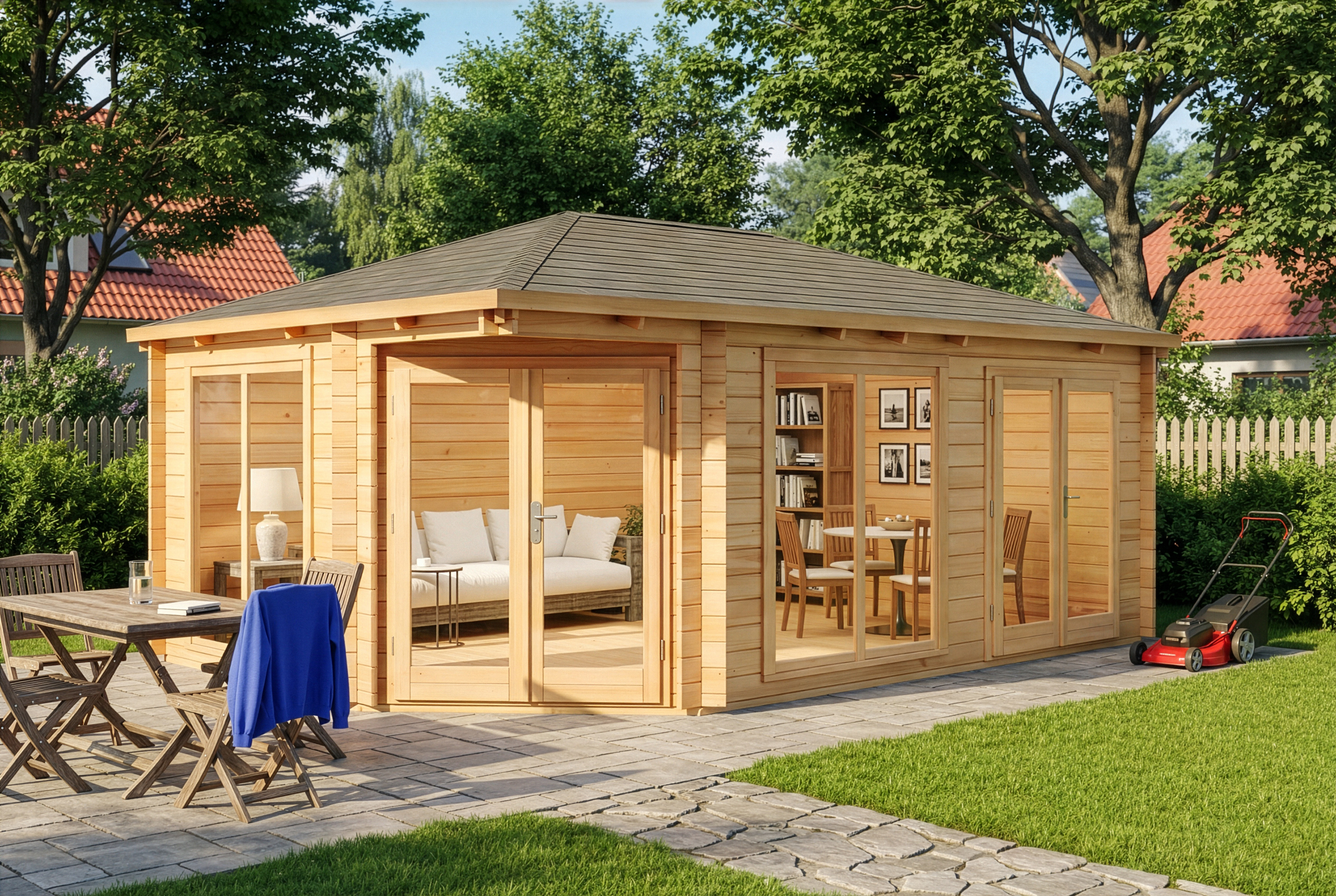 13 % Discount! 5-Eck Gartenhaus Julia 24m²