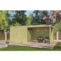 26 % Discount! Gartenhaus Modell QBV3-Line 5,90 m² + 300 cm Anbau 24m²
