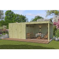 26 % Discount! Gartenhaus Modell QBV-Line 8,88 m² + 300 cm Anbau 24m²