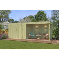 26 % Discount! Gartenhaus Modell QBV-Line 5,90 m² + 300 cm Anbau 24m²