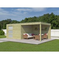 26 % Discount! Gartenhaus Modell QBS-Line 9,00 m² + 300 cm Anbau 24m²