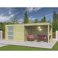 26 % Discount! Gartenhaus Modell QBS-Line 6,30 m² + 300 cm Anbau 24m²