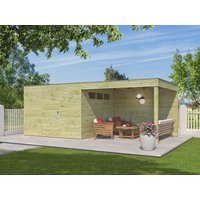 26 % Discount! Gartenhaus Modell QB-Line 9,00 m² + 300 cm Anbau 24m²